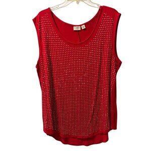 Cato Red Sleeveless Studded Tank Top For Women Size 18/20W